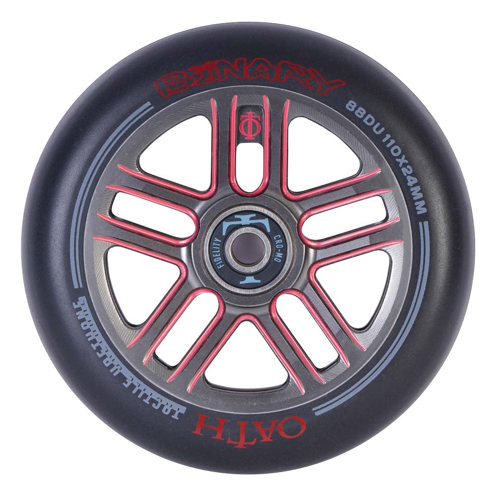 Oath Binary 110 x 24mm Wheels 2 x Ano Tit/Red